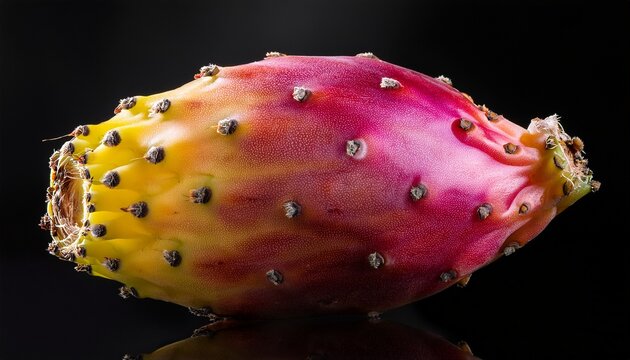 ripe prickly pear fruit isolated on black background
