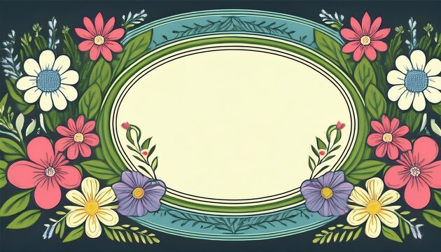 oval frame with floral accents