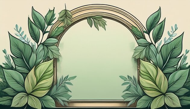 minimal graduation arch frame with botanical leaf border