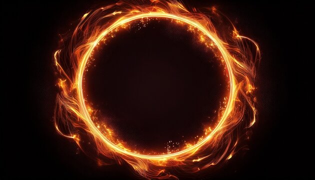 illuminated fire circle frame ring texture glow generate ai