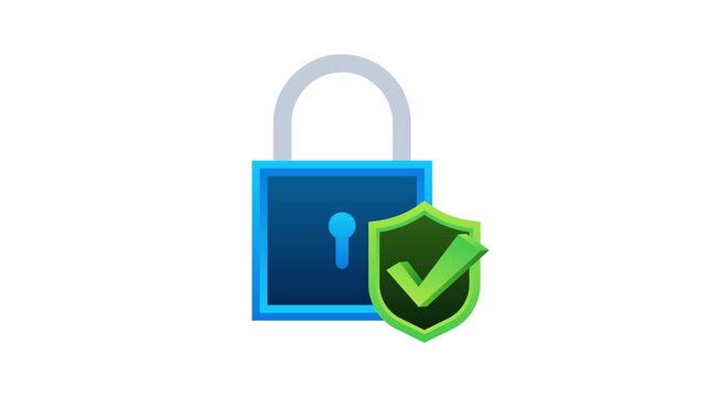 Animated secure lock icon with checkmark shield