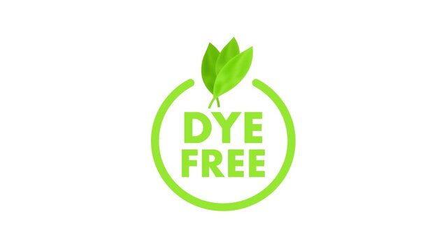 Animated dye free organic food label icon appearing