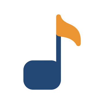 Blue and orange eighth note symbol