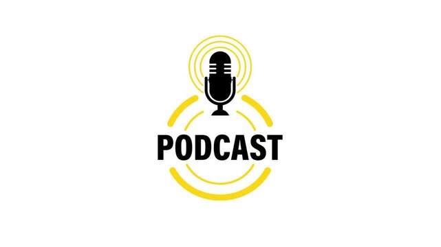 Animated podcast logo with microphone icon