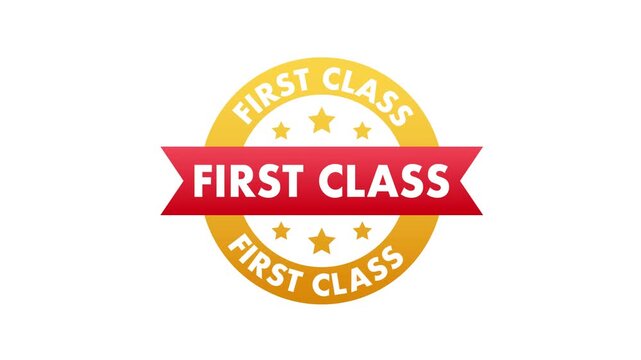First class golden seal badge animation