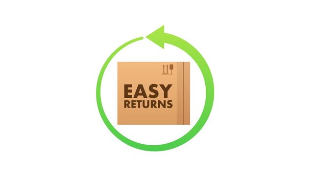 Animated easy returns icon for online shopping