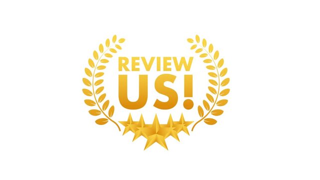 Golden review us rating star animation for customer feedback