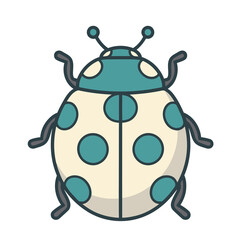 Teal and Cream Spotted Ladybug Illustration © narel