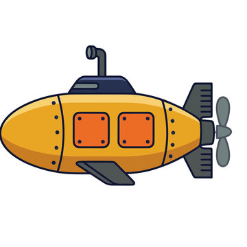 Yellow cartoon submarine illustration