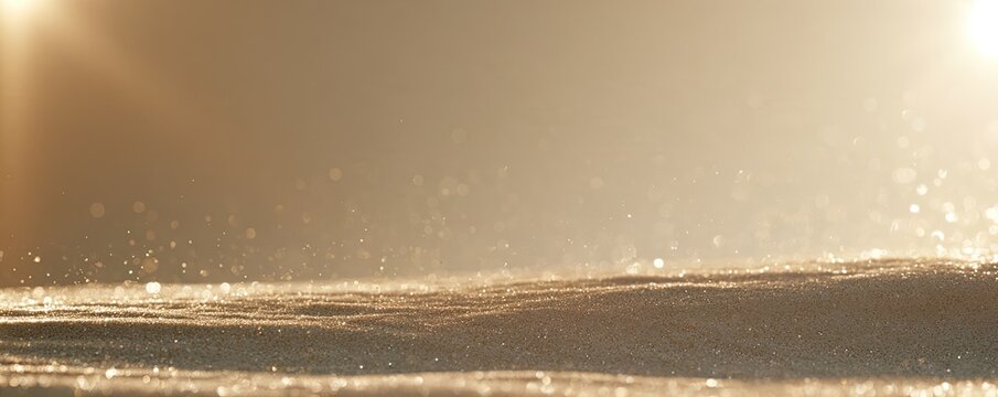 Golden dust motes sparkle in sunlit dunes