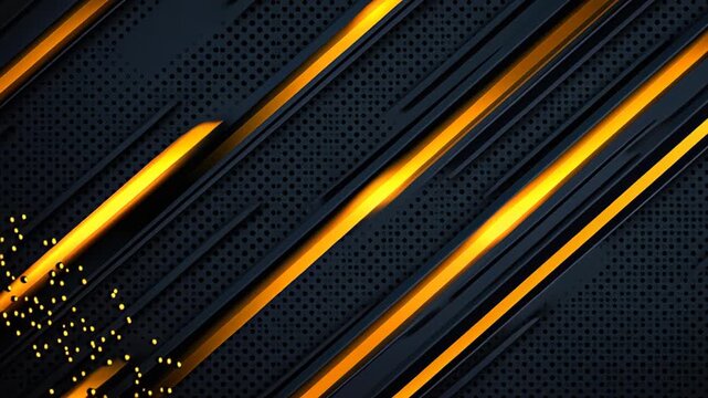 Abstract Geometric Design: A dynamic abstract composition featuring intersecting diagonal lines in shades of gold and black, accented by scattered gold particles.