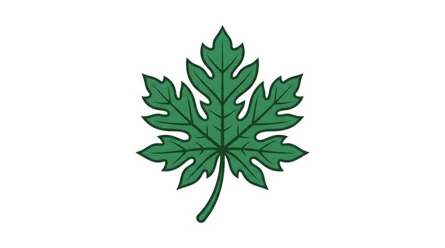 A green papaya leaf graphic illustration with defined veins and lobes, isolated on a clean white background