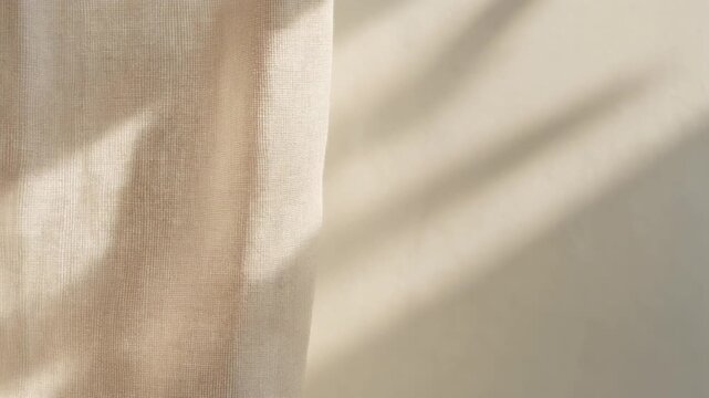 Cream Linen Fabric Swaying in Wind Motion Background