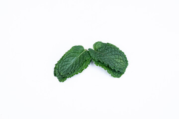Mint leaves isolated on white background for herbal medicine and tea ingredient. Organic Mint leaves peppermint isolated on white background for traditional herbal remedy © Semoga