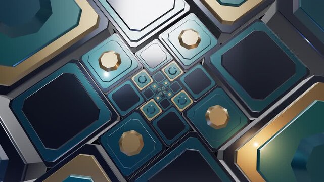 Infinite Fibonacci Zoom Through Symmetrical Teal and Champagne Loop