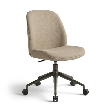 Modern Beige Fabric Office Chair on Wheels Isolated on White