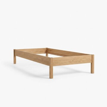 Minimalist Wooden Bed Frame Isolated on White Background