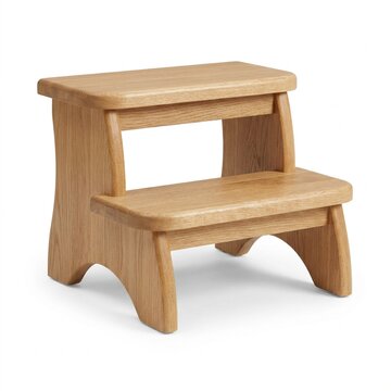 Two Step Wooden Stool for Home and Kids isolated on White