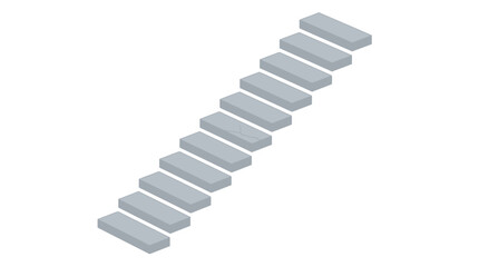 Obraz premium Minimalist isometric staircase featuring one cracked concrete step floating against soft grey studio background