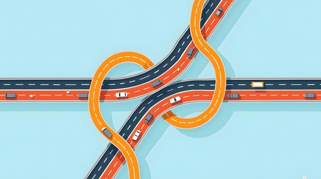 Highway Interchange Shaped Like a Complex Knot with Moving Vehicles