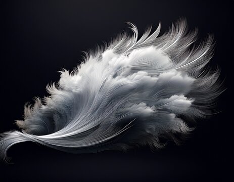 abstract white cloud feather shape on black