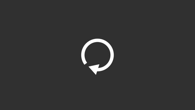 Minimal white refresh icon centered on dark background