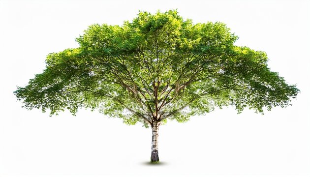 gleditsia triacanthos tree front view cutout white background isolate lush green birch tree in sunlight forest landscape natural beauty scenic view
