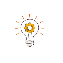 Hand drawn lightbulb innovation retro light bulb idea creativity business concept illustration isolated on transparent background  © Sibin