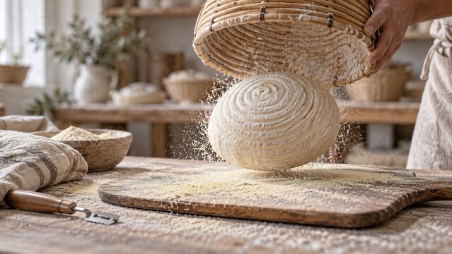 Turning Dough Out of a Banneton Onto a Peel