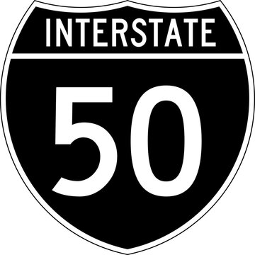 Interstate 50 Blank Shield Road Sign Highway Marker Black and White Design