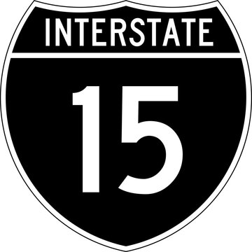 Interstate 15 Blank Shield Road Sign Highway Marker Black and White Design