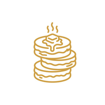 Stack of pancakes with butter line icon.