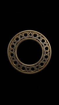 Futuristic Islamic geometric ornament with glowing golden details