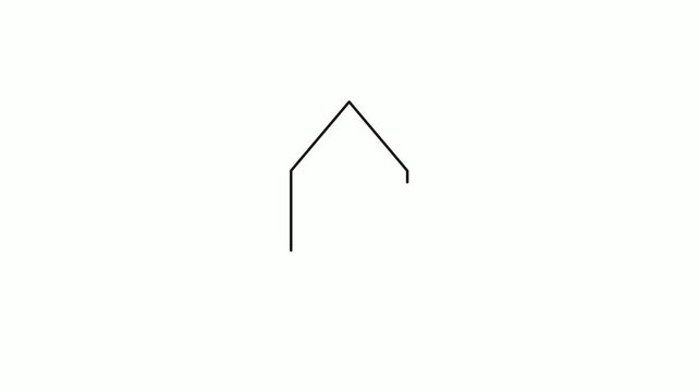 A minimalist line drawing depicting an abstract, incomplete house or roof outline.