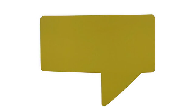 Minimalist yellow rectangular speech bubble isolated on a solid black background, for digital communication, and social media, messaging concepts isolated on a transparent background