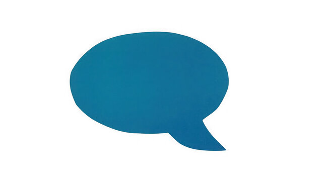 A simple blue speech bubble icon representing communication and chat conversation isolated on transparent background