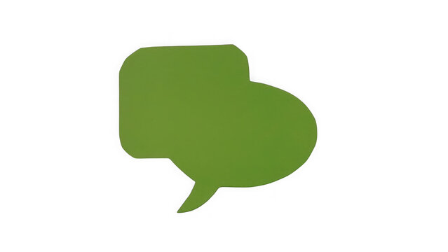 A single green speech bubble with a rectangular and rounded shape isolated on a black background, for digital communication, and messaging isolated on a transparent background