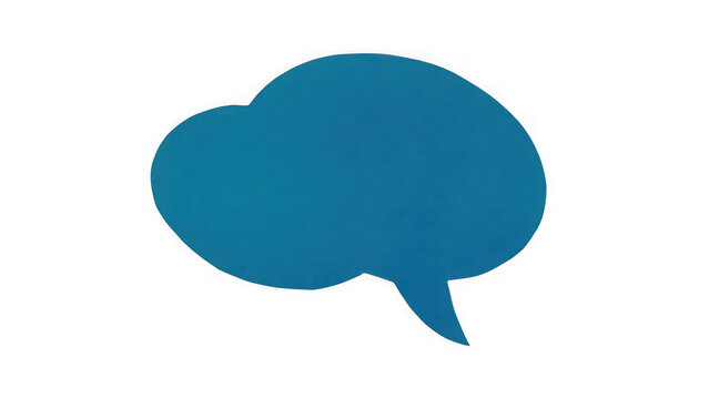A single blue speech bubble icon representing communication and chat conversation isolated on transparent background