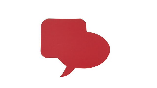 Red speech bubble with rounded edges isolated on a black background, representing digital dialogue, and social media, interaction concepts isolated on a transparent background