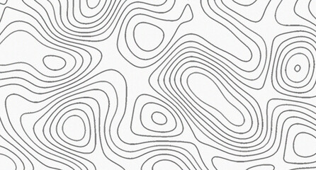 Abstract topographic map background with black contour lines on white background © wiwin