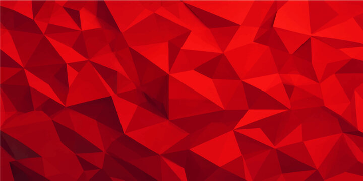 vibrant deep red low poly geometric background texture with sharp polygon triangle pattern for banner vector