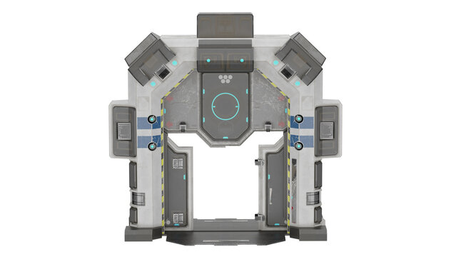 3d rendering futuristic entryway in a sci fi environment