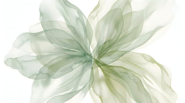 Delicate watercolor painting of a single white lily flower on a white background