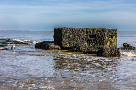 Pill boxes that now sit in the sea after cliff erosion. Shoy 21 Sept 2026.