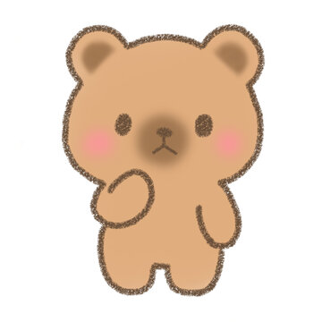 Cute blushing teddy bear touching cheeks shy animal character illustration