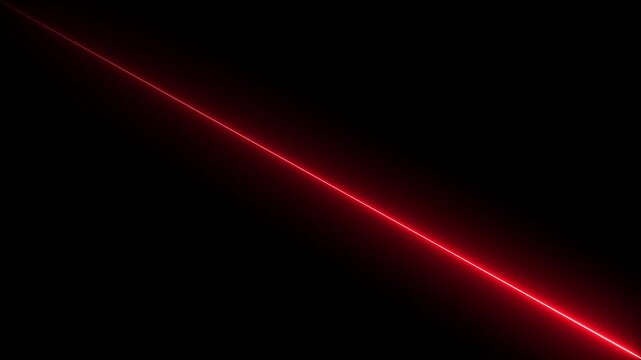Straight neon lazer line color blue black background.electric red neon line flicker loop for motion graphics. neon. lines tending up. Metal reflective scratched