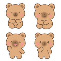 Fototapeta premium Set of cute mini teddy bear characters with various expressions illustration