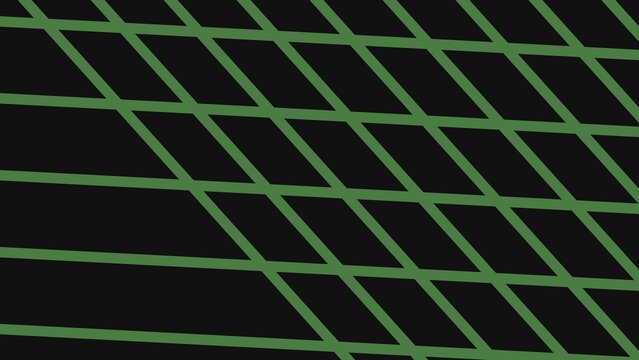 Green geometric grid pattern with perspective angle on dark background