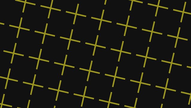 Gold cross shapes pattern on dark black diagonal abstract background