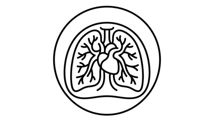 Fototapeta premium Isolated Human Lungs and Heart Icon, Medical Illustration, Transparent Background